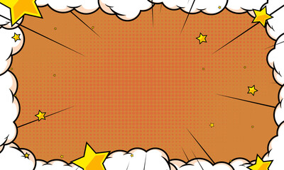 comic pop art yellow background with cloud illustration