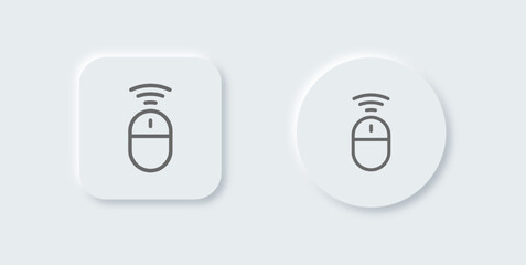 Fototapeta premium Wireless mouse line icon in neomorphic design style. Scroll signs vector illustration.