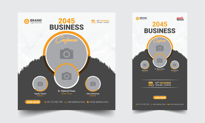 Conference social media post and story design template. Creative online advertising social media banner layout