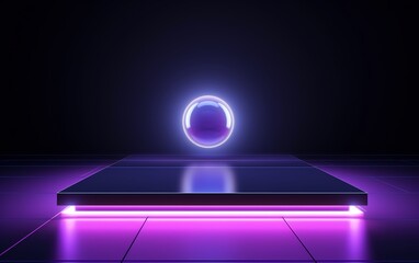 futuristic gaming esports purple neon glass display podium