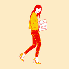 Simple cartoon illustration of a people walking 6