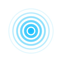 Circle radar wave. Sound ripple icon. Blue effect pulse isolated on white background. Signal radio. Pattern sonar. Vibration line. Radial rays. Round touch logo. Effect water. Vector illustration - obrazy, fototapety, plakaty