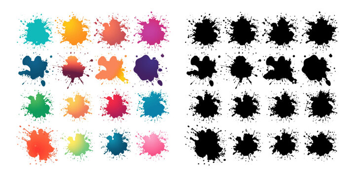  coloured splash paint stains collection