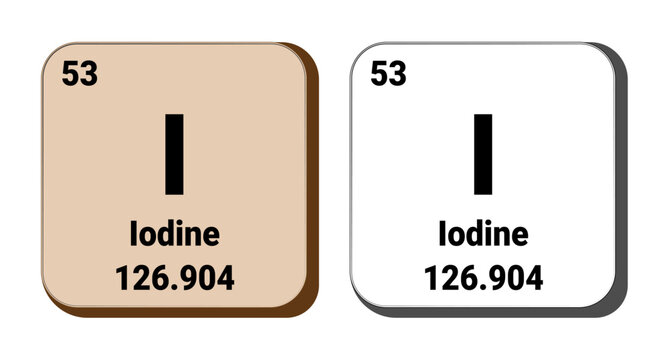 I, Iodine element vector icon, periodic table element. Vector illustration EPS 10 File. Isolated on white background.