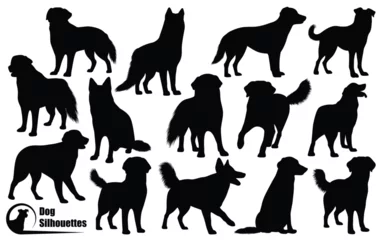 Fotobehang Animal Dogs Silhouettes Vector illustration © Adopik