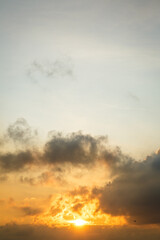 Beautiful sunset near the shore on the sea, background with sunset, orange sunset