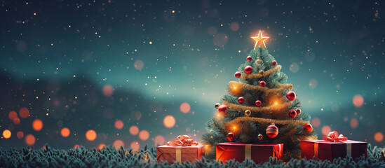 Background screensaver with Christmas tree and gifts
