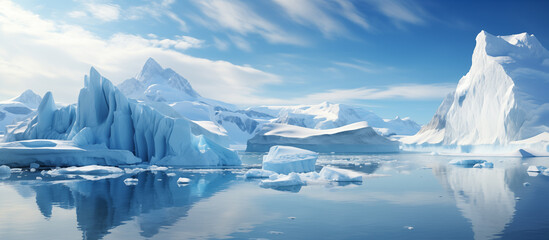 Landscape with icebergs and glaciers in the polar region - obrazy, fototapety, plakaty