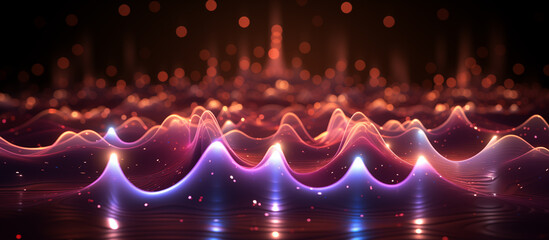 Abstract background with glowing technology waves
