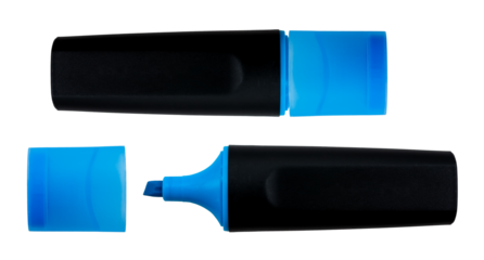 Permanent blue marker on a white background. Text marker for office and study