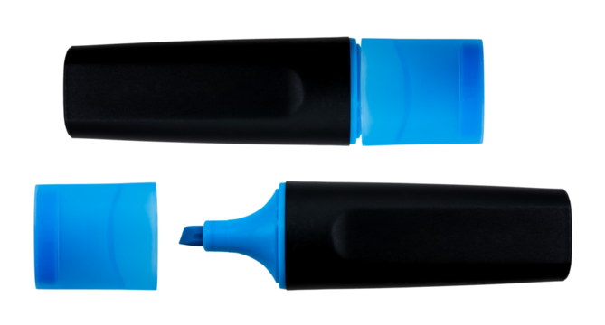 Permanent blue marker on a white background. Text marker for office and study