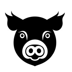 black and cartoon illustration of a pig