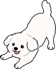 Simple and adorable illustration of white Maltese dog being playful