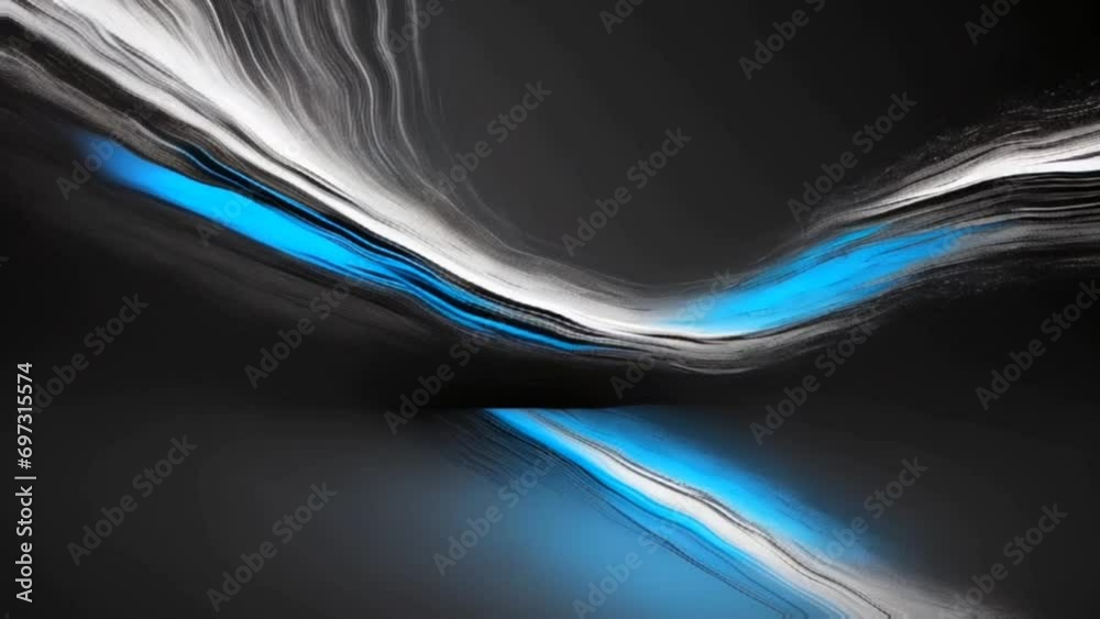 Wall mural luxurious black, blue and white gradient abstract wave animation background, for loop playback. abst