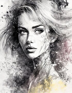 Kobieta, artystyczny portret, dekoracja ścienna, generative ai