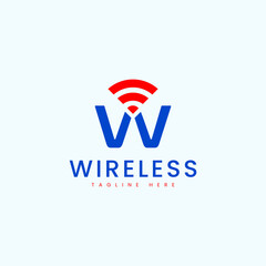 Modern Letter W Wireless Logo Design Vector Image