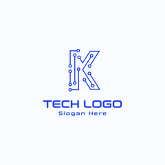 Abstract K letter Digital Tech logo Vector Image