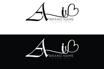 Ai initial handwriting signature logo design lettering - obrazy, fototapety, plakaty