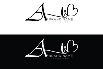 Fotobehang Ai initial handwriting signature logo design lettering © SmartDesigner