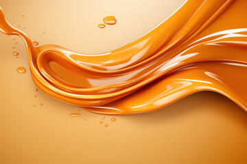 Melted caramel. Liquid toffee background with swirl effect. Tasty confectionary