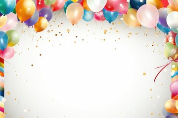 Balloon border on a white background, romantic background , Ai generated