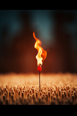 burning match on fire