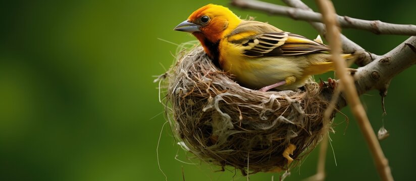 Baya Weaver constructing nest.