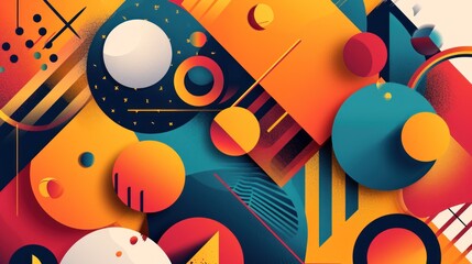 Abstract background with colorful geometric shapes.
