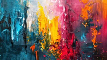 Abstract colorful painting, modern art with vibrant strokes and textures.