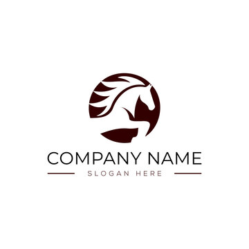 Creative Horse on Rock logo design Elements in Vintage Style on a White Background