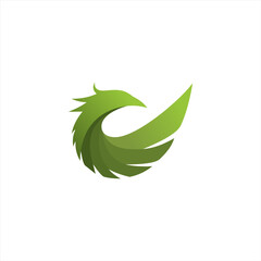 Abstract phoenix logo in green color