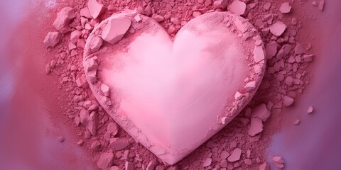 pink heart-shaped make-up powder, can be used for cosmetic posters. generative AI