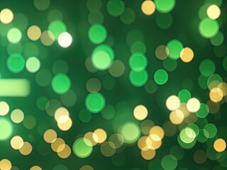 Banner background with abstract blur bokeh. Defocused emerald green background with a gold bokeh