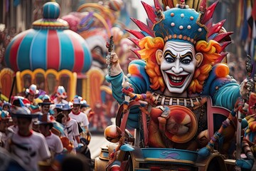 Traditional carnival parade on the streets of Mexico City, AI Generated