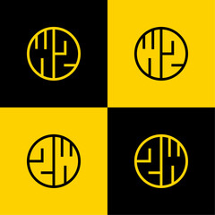 Simple WZ and ZW Letter Circle Logo Set, suitable for business with WZ or ZW initials