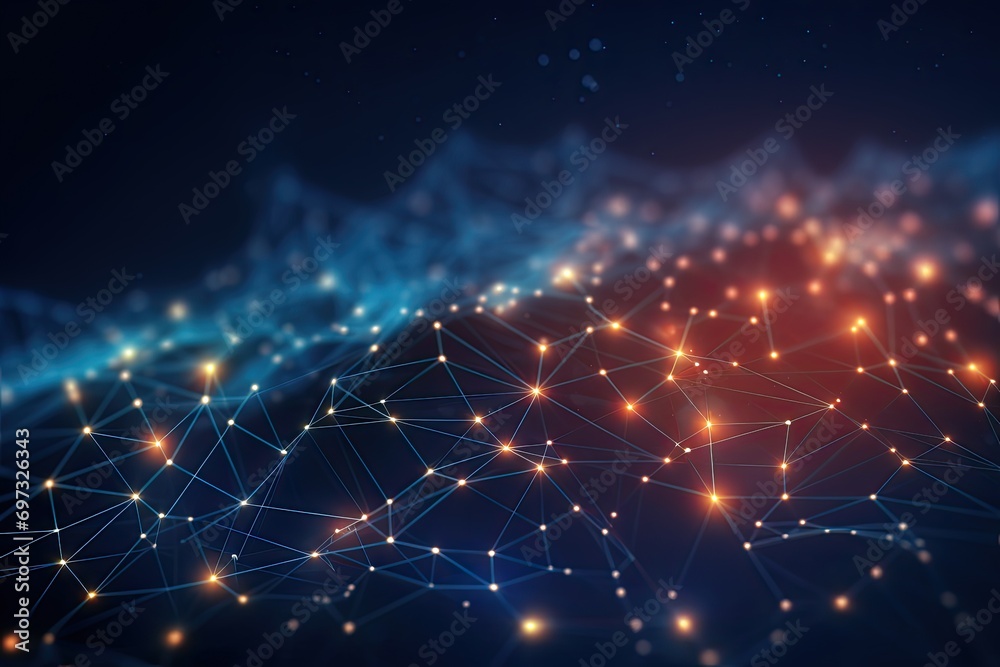 Poster abstract technology background with connection lines and dots. 3d rendering, ai generated