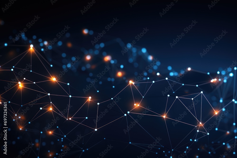 Poster abstract polygonal space low poly dark background with connecting dots and lines. connection structu