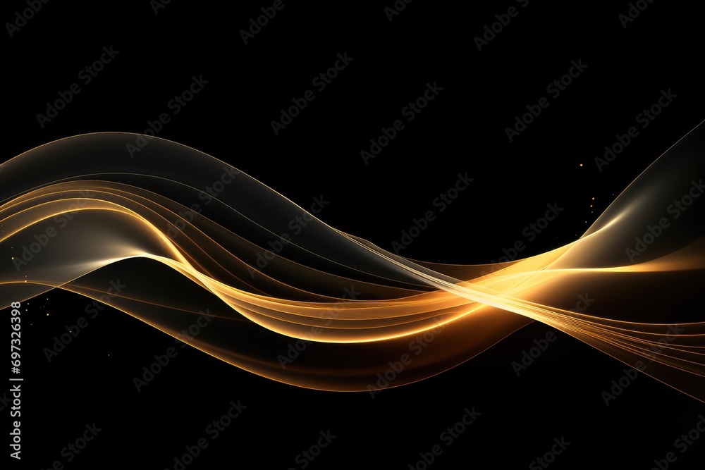 Sticker abstract gold wave on black background. vector illustration for your design, ai generated