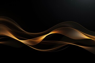 Abstract golden waves on black background. Vector illustration for your design, AI Generated