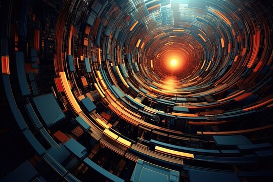 Abstract technology background, 3D illustration, hi-tech concept, AI Generated - Powered by Adobe