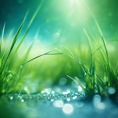 fresh green grass meadow bokeh - ecology background - 697327116