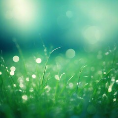 fresh green grass meadow bokeh - ecology background - 697327117