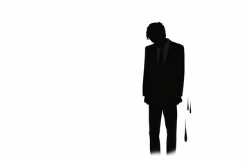 black silhouette of a sad man
