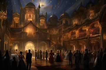 Deurstickers Wedding ceremony in the old city of Moscow, A magical evening at a masquerade ball, AI Generated © Iftikhar alam