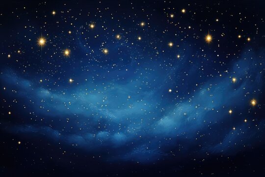Night sky with stars and nebula. Vector illustration. Eps 10, A starry night sky with a crescent moon and tiny glow in the dark stars, AI Generated