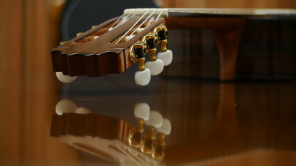 closeup of acoustic guitar, string instruments
