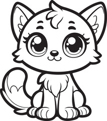 cat cartoon page cartoon character Illustration line art for kids coloring page