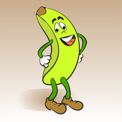 Vintage Banana  mascot and vector illustration