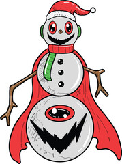 Christmas Monster Snowman Vector Set