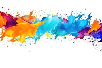 Fototapeta premium Abstract colorful paint splashes isolated on white background. Colorful paint splashes and blots on a black background, AI Generated